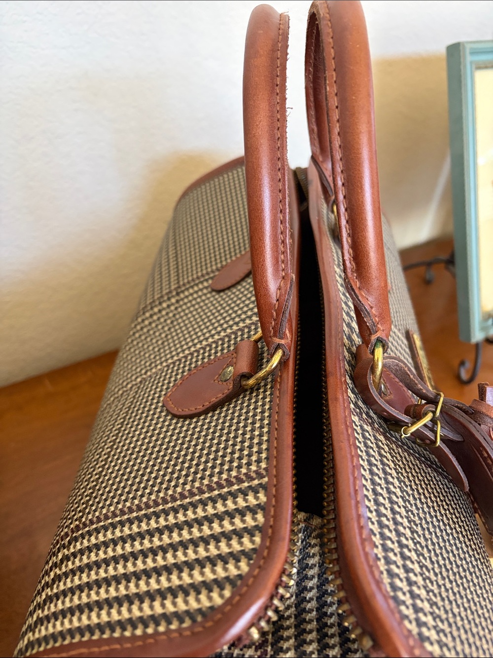 RARE Ralph Lauren Vintage πΏπππ & πΎππ¦ Houndstooth Boston Travel Doctors Lg Bag - Picture 9 of 16